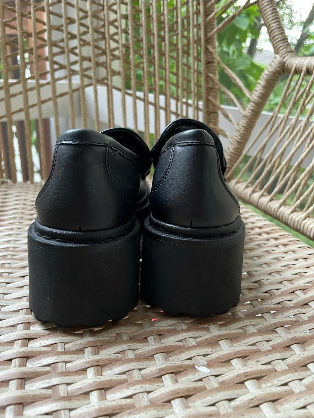 Steve Madden Black Leather Chunky Bit Loafers with Gold Hardware